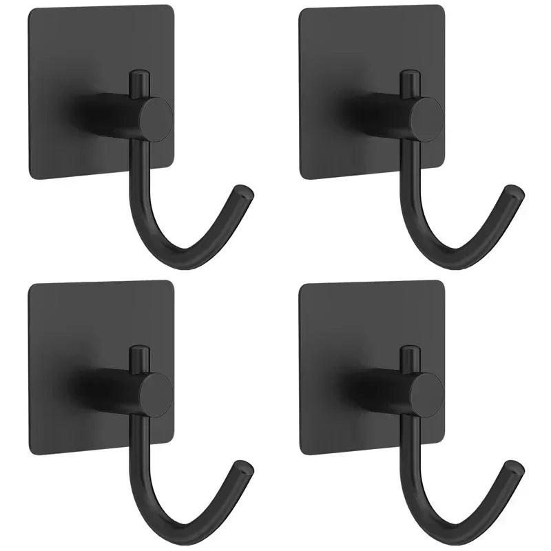 4Pcs Stainless Steel Adhesive Hooks - Durable & Multi-Purpose Hangers