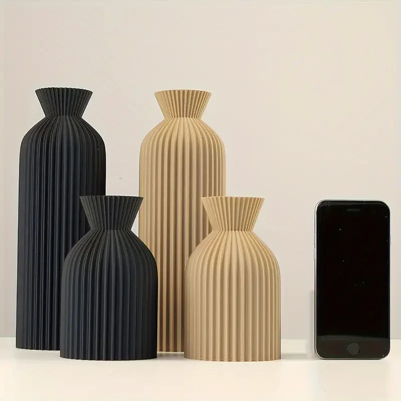 Elegant Black Plastic Vase - Decorative Centerpiece for Home