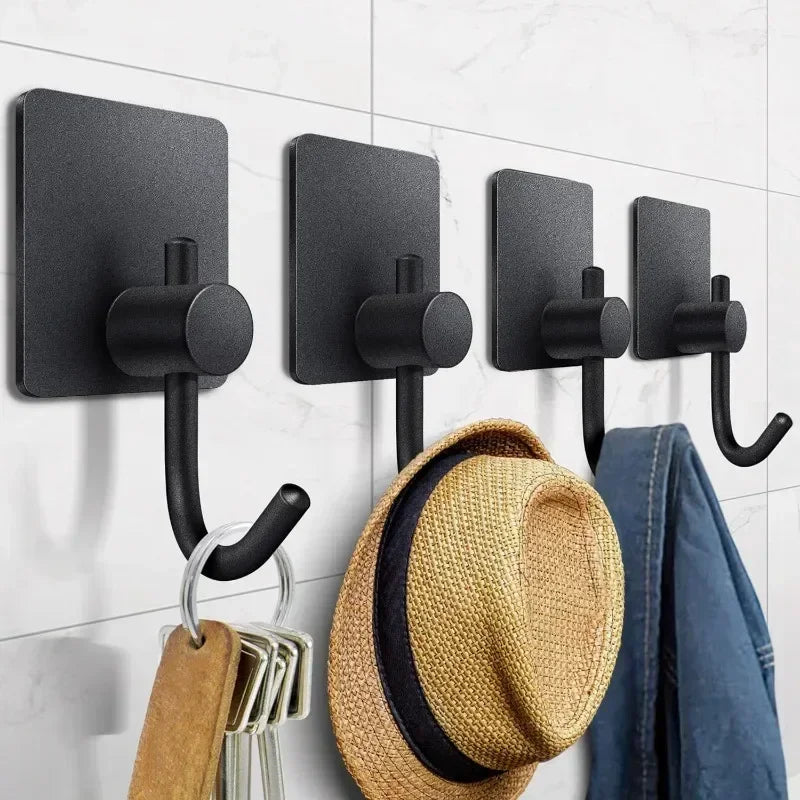 4Pcs Stainless Steel Adhesive Hooks - Durable & Multi-Purpose Hangers