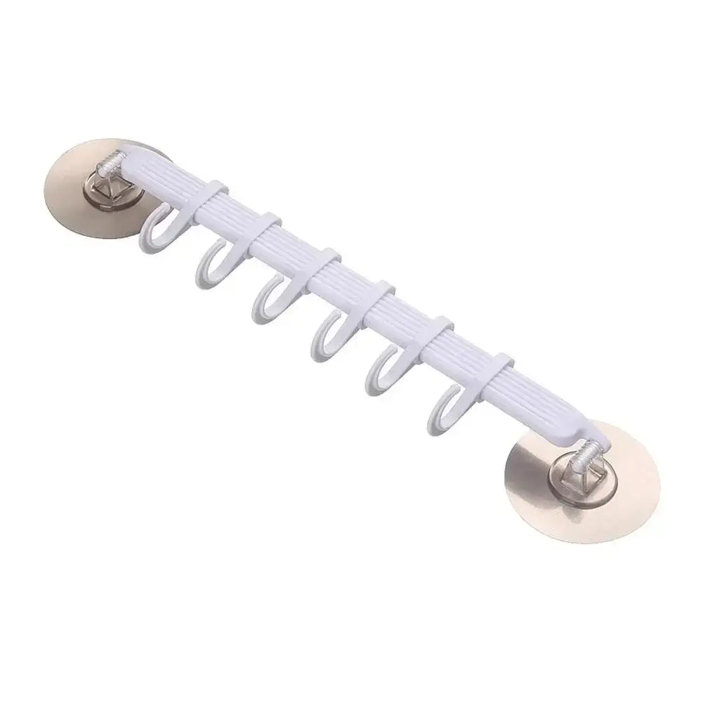 White Suction Cup Hook – 6 Rows for Kitchen & Bathroom Corner Suspension