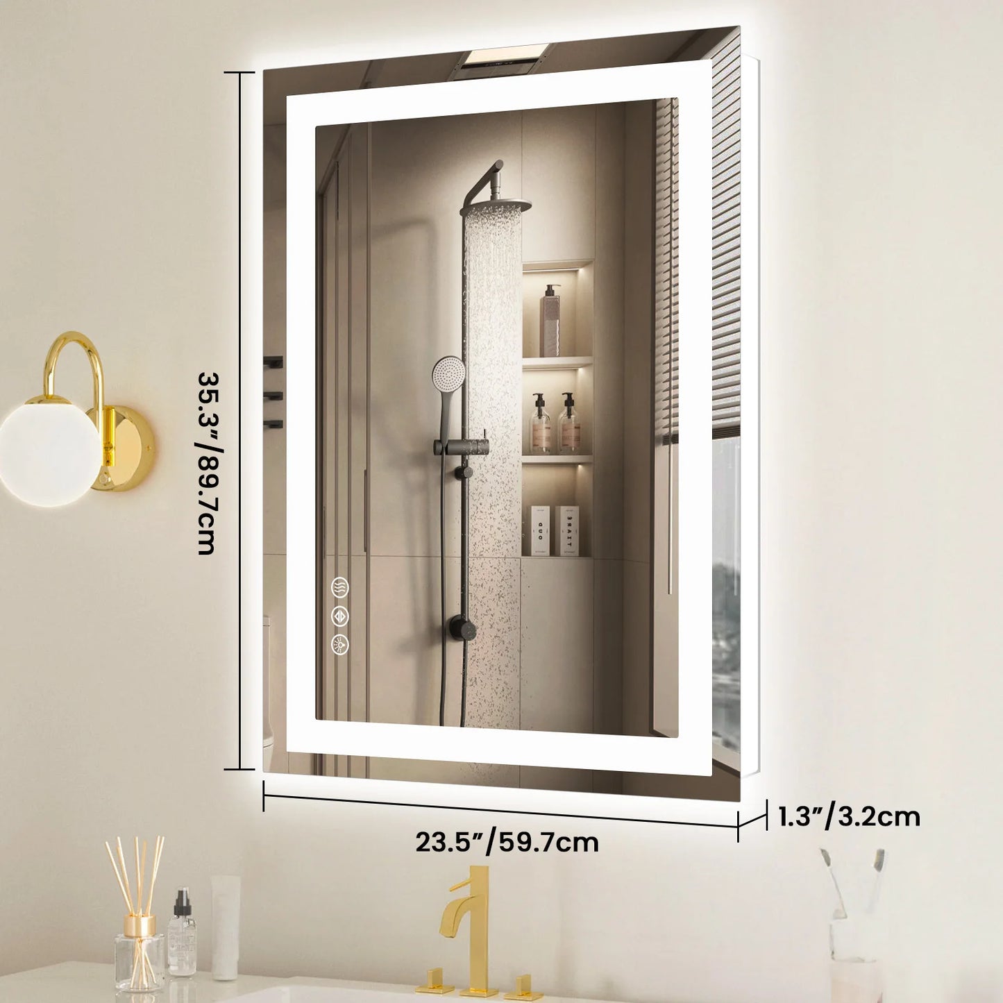 Bathroom Mirror - Tempered Glass with Front Light