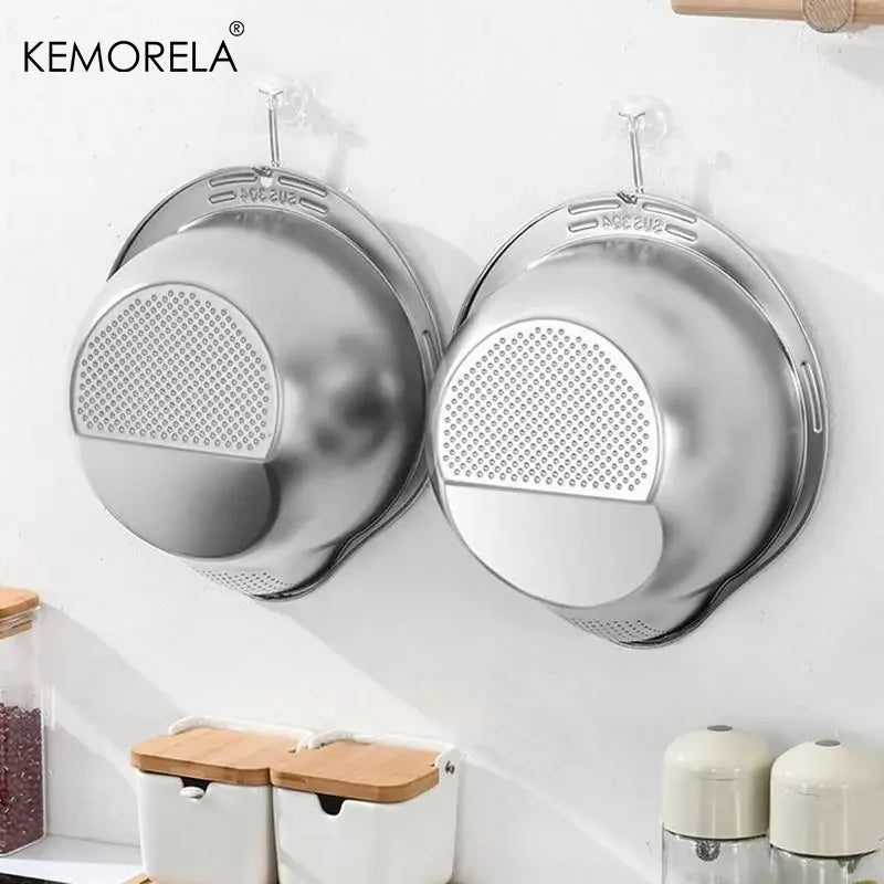 Stainless Steel Rice Washer and Strainer Bowl - Multi-Use Sieve for Rice, Fruits, and Vegetables