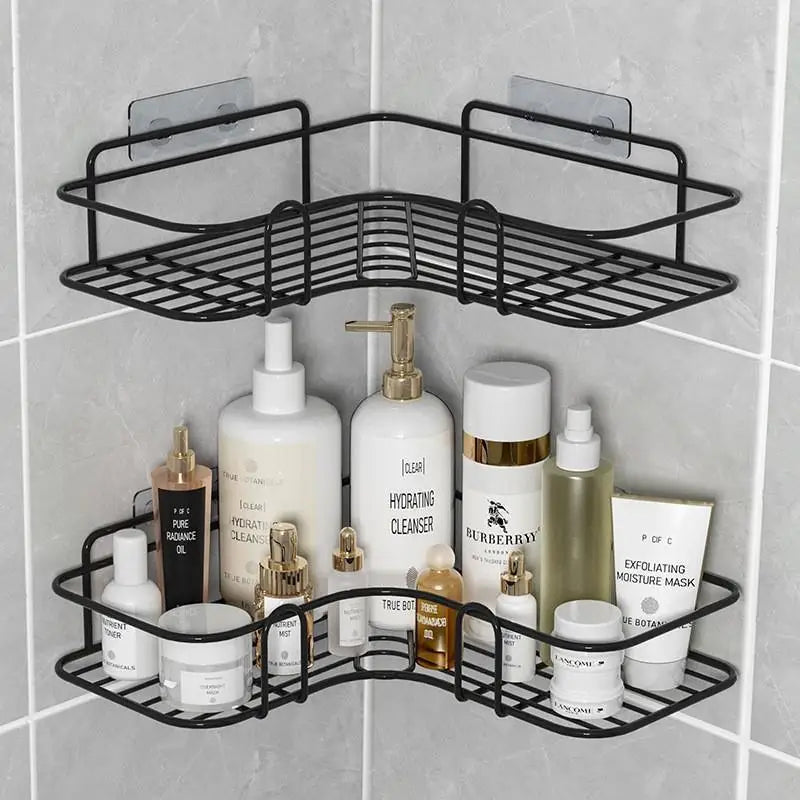 Wall-Mounted Triangle Bathroom Shelf – No Drilling Storage Solution