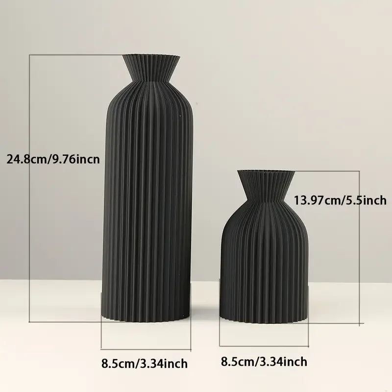 Elegant Black Plastic Vase - Decorative Centerpiece for Home