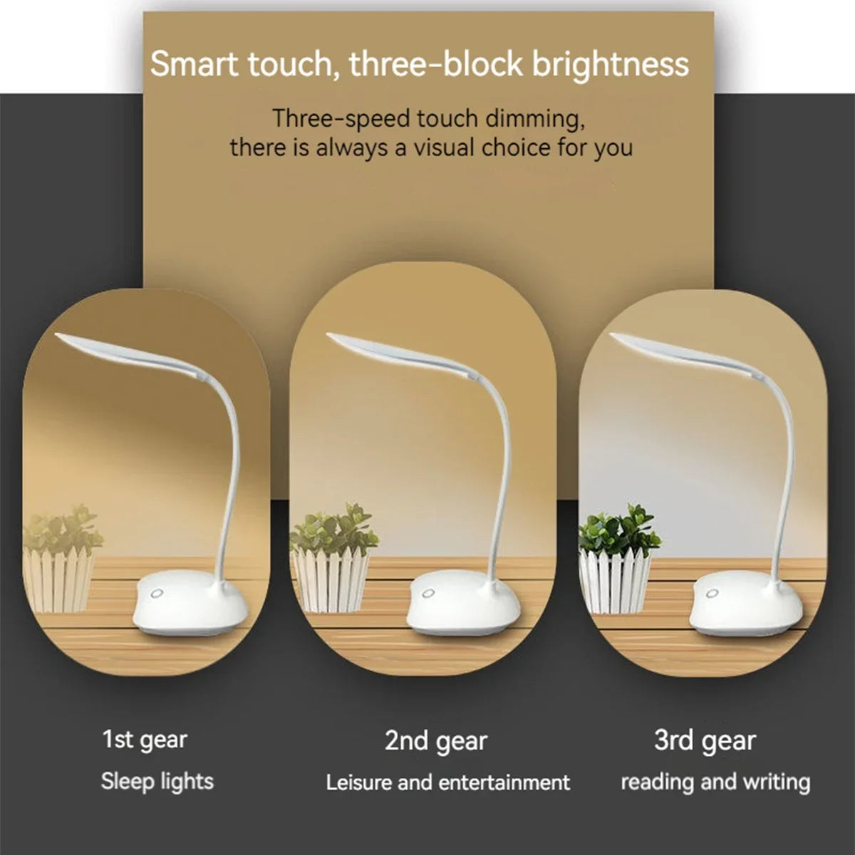 Portable LED Desk Lamp – Touch Dimming & Eye Protection Light