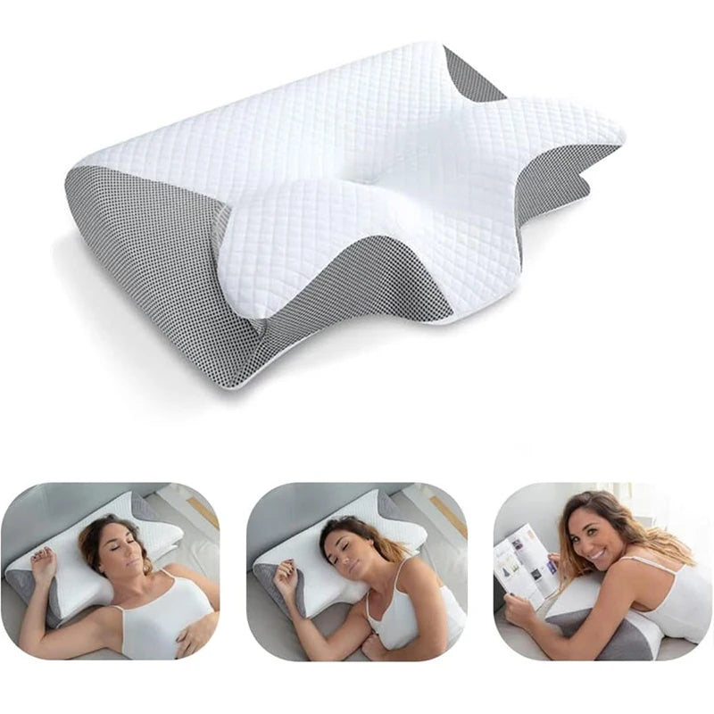 2-in-1 Memory Foam Cervical Pillow, Ergonomic Contour Neck Support Pillow