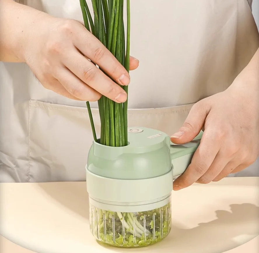 4-in-1 Wireless Electric Kitchen Chopper – Handheld Vegetable Cutter & Meat Grinder