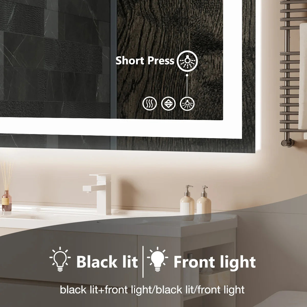 Bathroom Mirror - Tempered Glass with Front Light