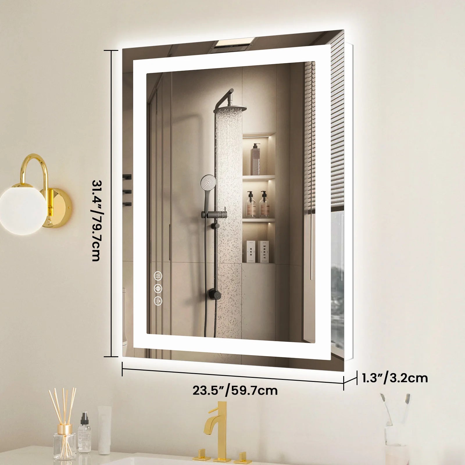 Bathroom Mirror - Tempered Glass with Front Light