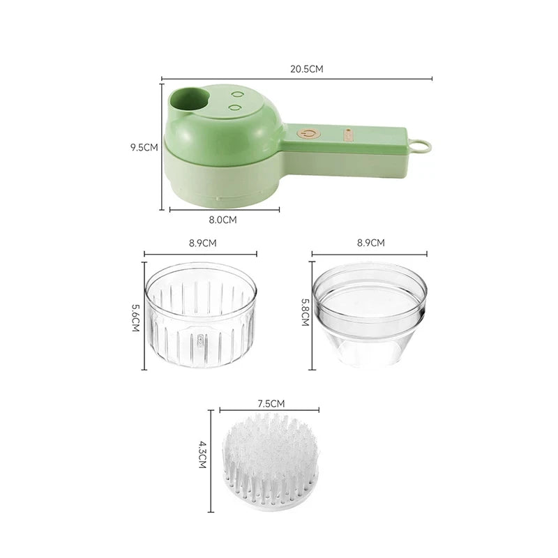 4-in-1 Wireless Electric Kitchen Chopper – Handheld Vegetable Cutter & Meat Grinder