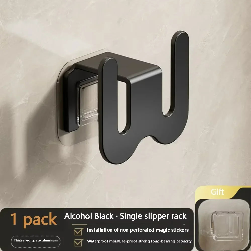 Minimalist Wall-Mounted Slipper Rack, No-Drill Design with Drainage