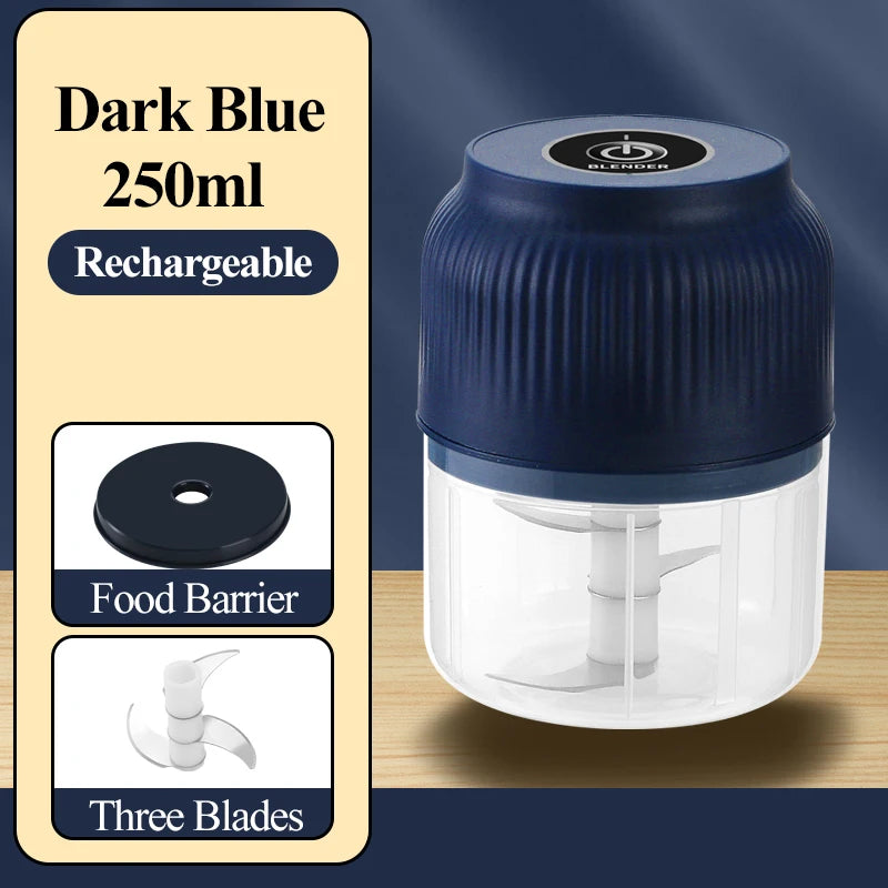 250ml Electric Garlic Chopper - USB Rechargeable Mini Wireless Food Chopper