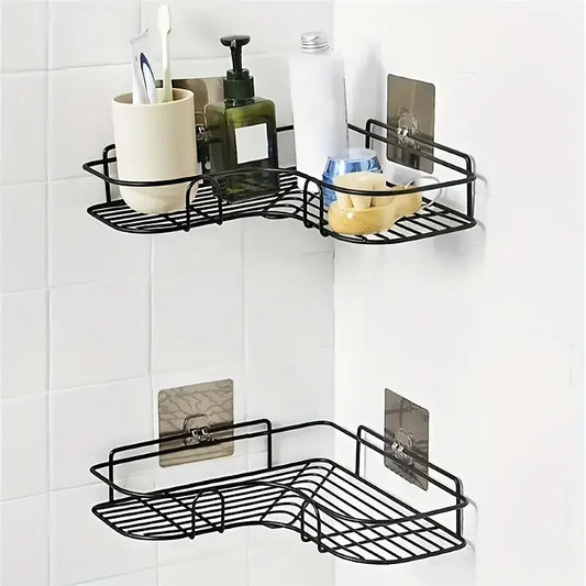 Wall-Mounted Triangle Bathroom Shelf – No Drilling Storage Solution