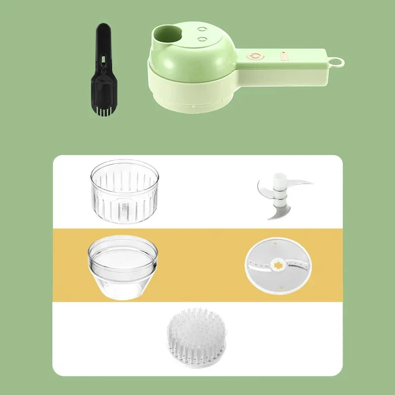 4-in-1 Wireless Electric Kitchen Chopper – Handheld Vegetable Cutter & Meat Grinder