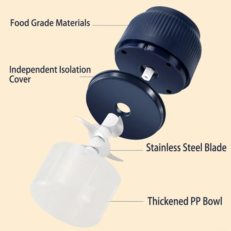 250ml Electric Garlic Chopper - USB Rechargeable Mini Wireless Food Chopper
