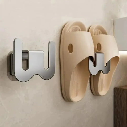 Minimalist Wall-Mounted Slipper Rack, No-Drill Design with Drainage