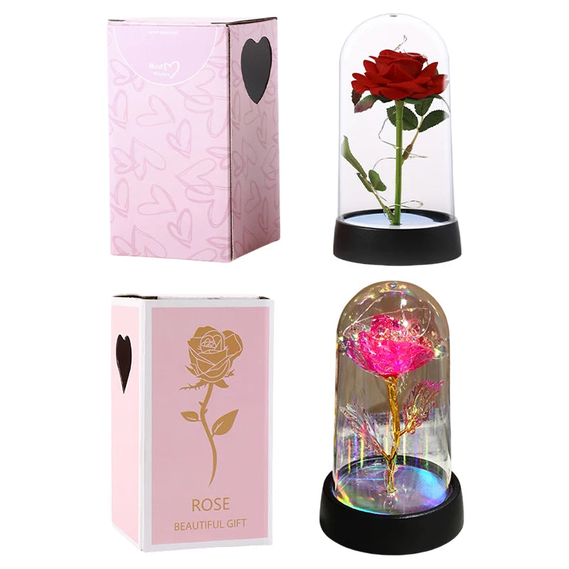 Artificial Rose in Glass Cover