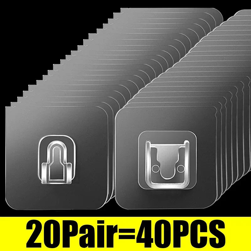 5/60 Pcs Double-Sided Strong Adhesive Transparent Wall Hooks – Traceless and Durable Storage Solution