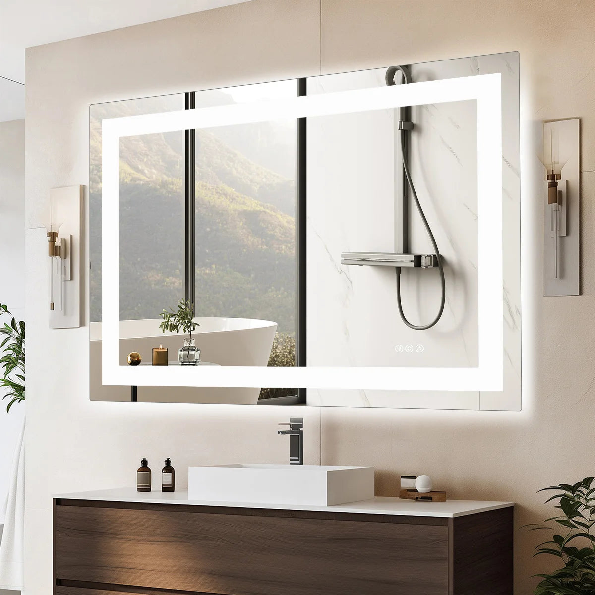 Bathroom Mirror - Tempered Glass with Front Light