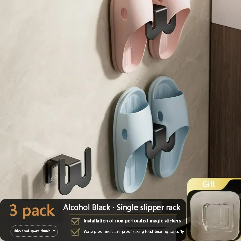 Minimalist Wall-Mounted Slipper Rack, No-Drill Design with Drainage