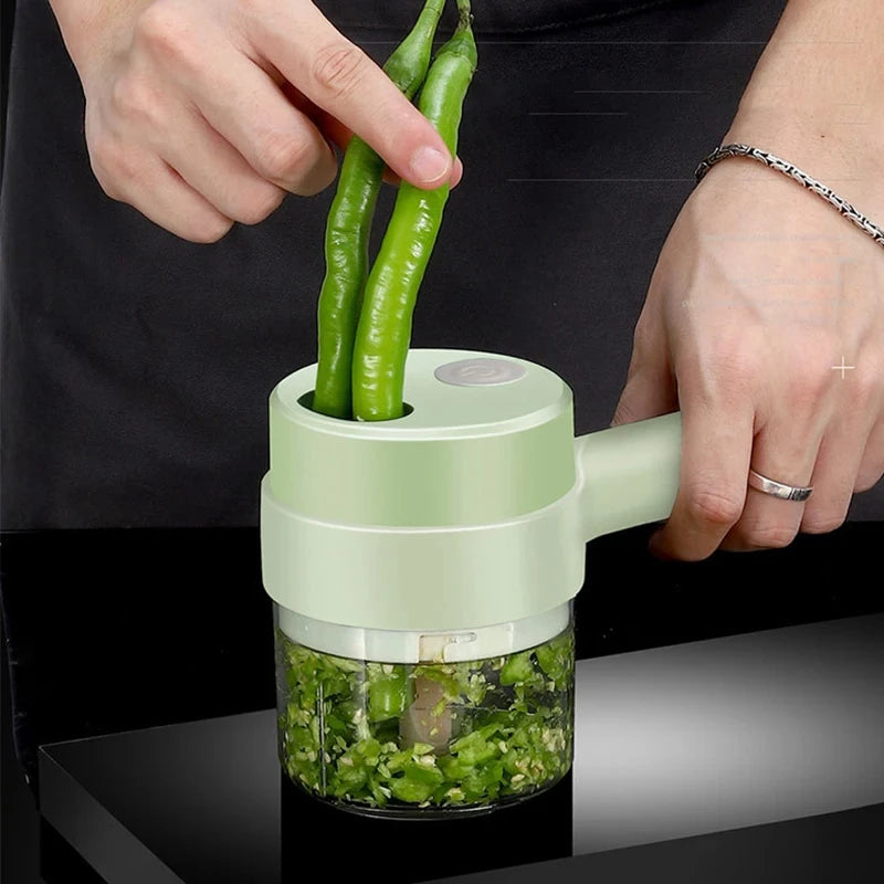 4-in-1 Wireless Electric Kitchen Chopper – Handheld Vegetable Cutter & Meat Grinder