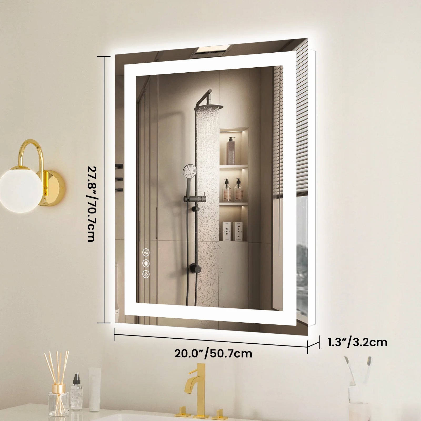 Bathroom Mirror - Tempered Glass with Front Light