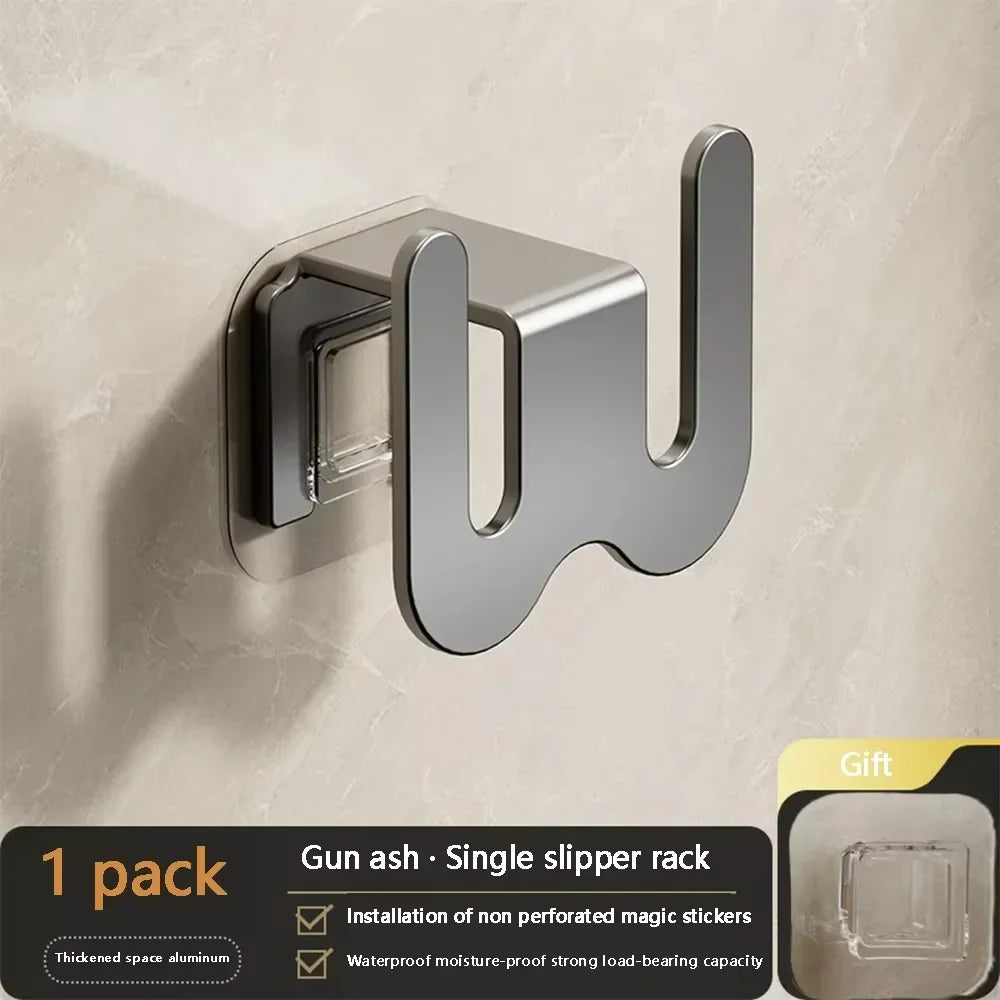 Minimalist Wall-Mounted Slipper Rack, No-Drill Design with Drainage
