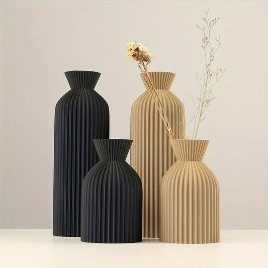 Elegant Black Plastic Vase - Decorative Centerpiece for Home