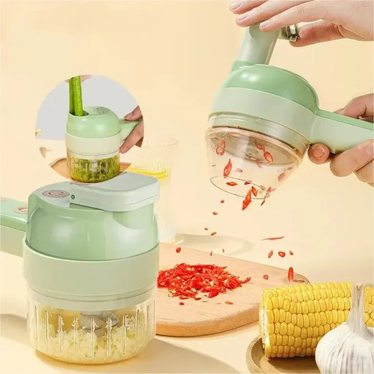 4-in-1 Wireless Electric Kitchen Chopper – Handheld Vegetable Cutter & Meat Grinder