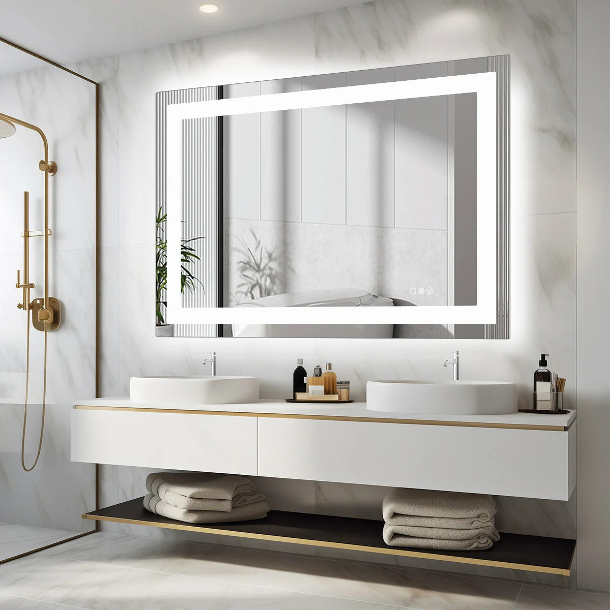 Bathroom Mirror - Tempered Glass with Front Light