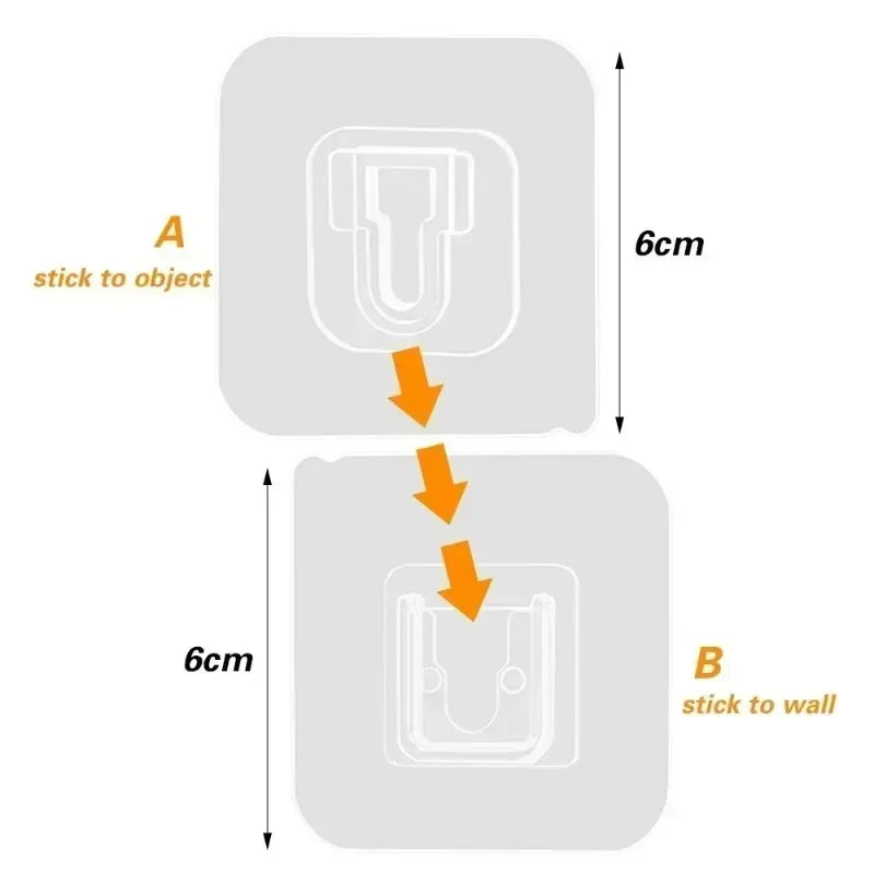 5/60 Pcs Double-Sided Strong Adhesive Transparent Wall Hooks – Traceless and Durable Storage Solution