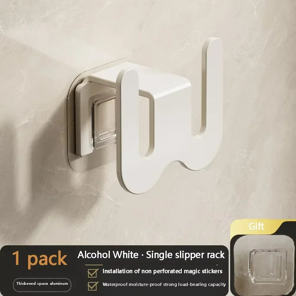 Minimalist Wall-Mounted Slipper Rack, No-Drill Design with Drainage