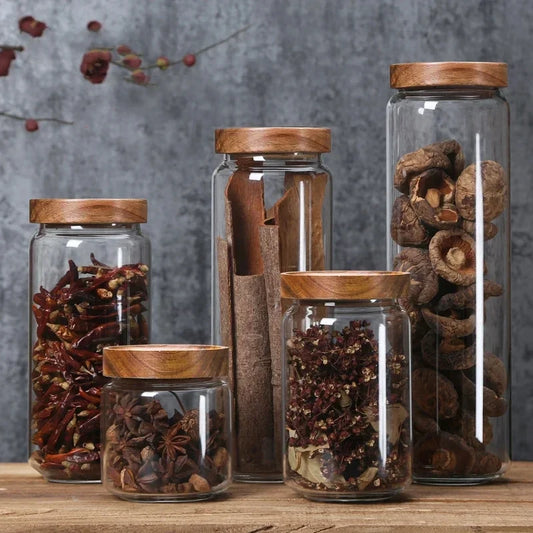 Glass Storage Jar with Wooden Lid