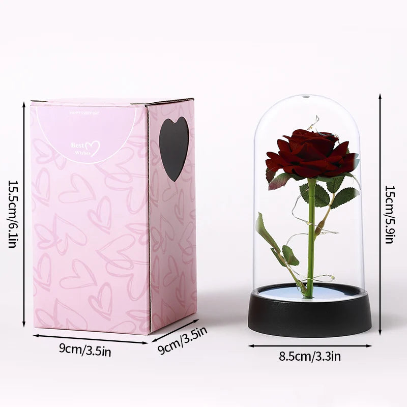 Artificial Rose in Glass Cover