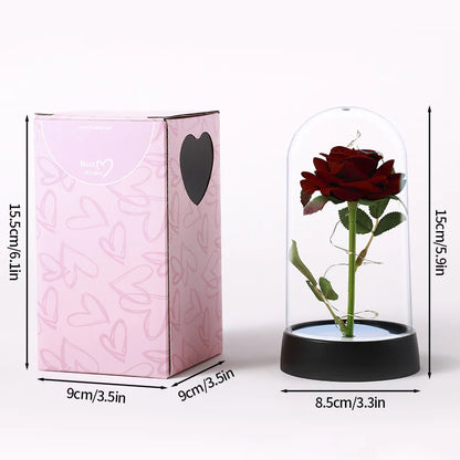 Artificial Rose in Glass Cover