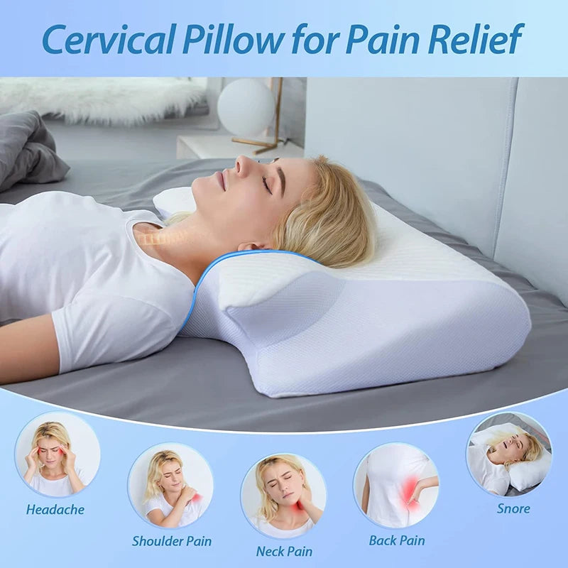 2-in-1 Memory Foam Cervical Pillow, Ergonomic Contour Neck Support Pillow