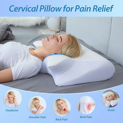 2-in-1 Memory Foam Cervical Pillow, Ergonomic Contour Neck Support Pillow