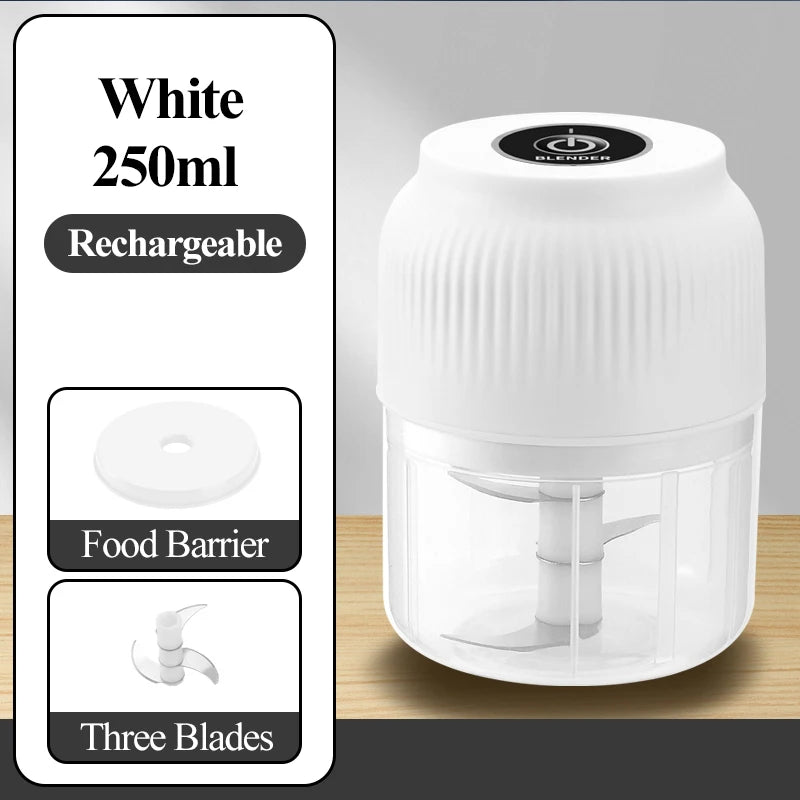 250ml Electric Garlic Chopper - USB Rechargeable Mini Wireless Food Chopper